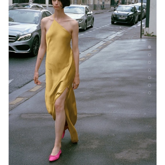 NWT Zara yellow silky dress - Picture 2 of 4